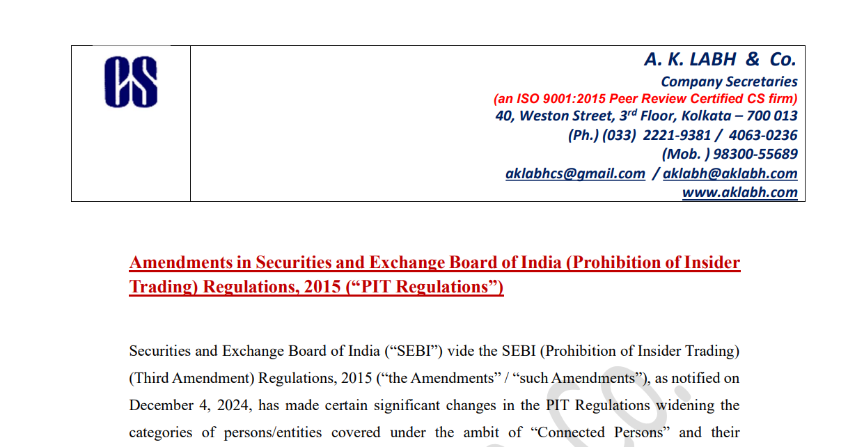 SEBI Amendments