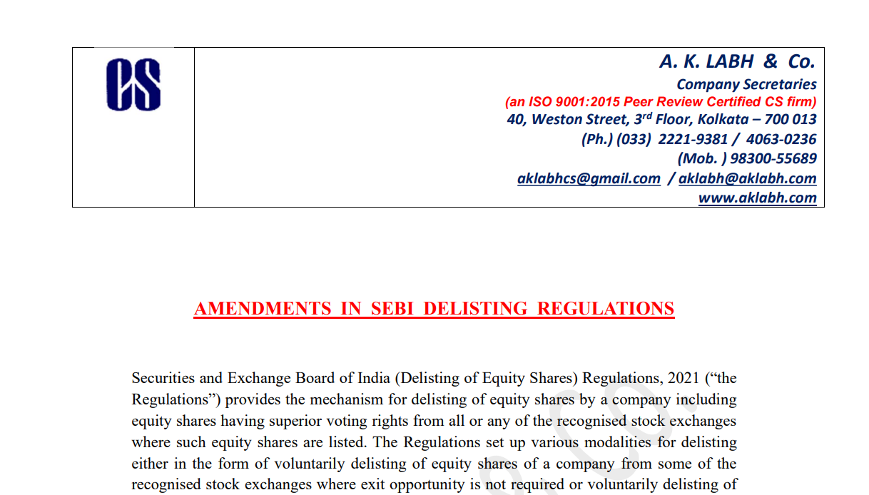 SEBI Amendments